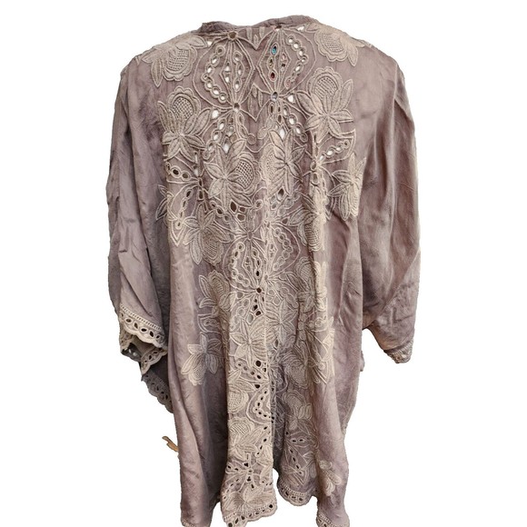 Johnny Was Embroidered Eyelet Oversized Top Cupra Rayon XS - Picture 3 of 6